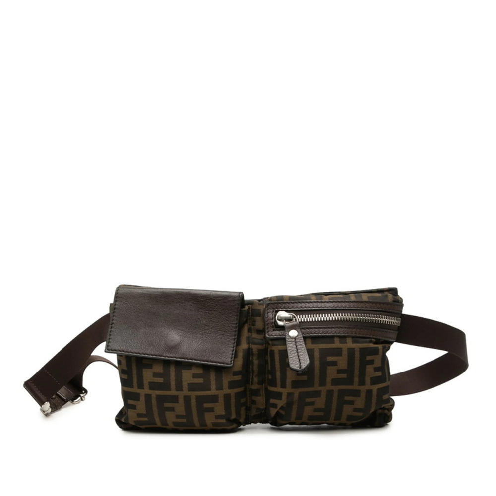 Fendi Zucca Body Bag Waist 7VA280 Brown Canvas Leather Women's FENDI